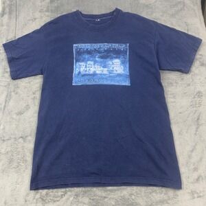 Vintage 90s Cinque Terre Italy Mens Blue Graphic T Shirt Large Travel Souvenir
